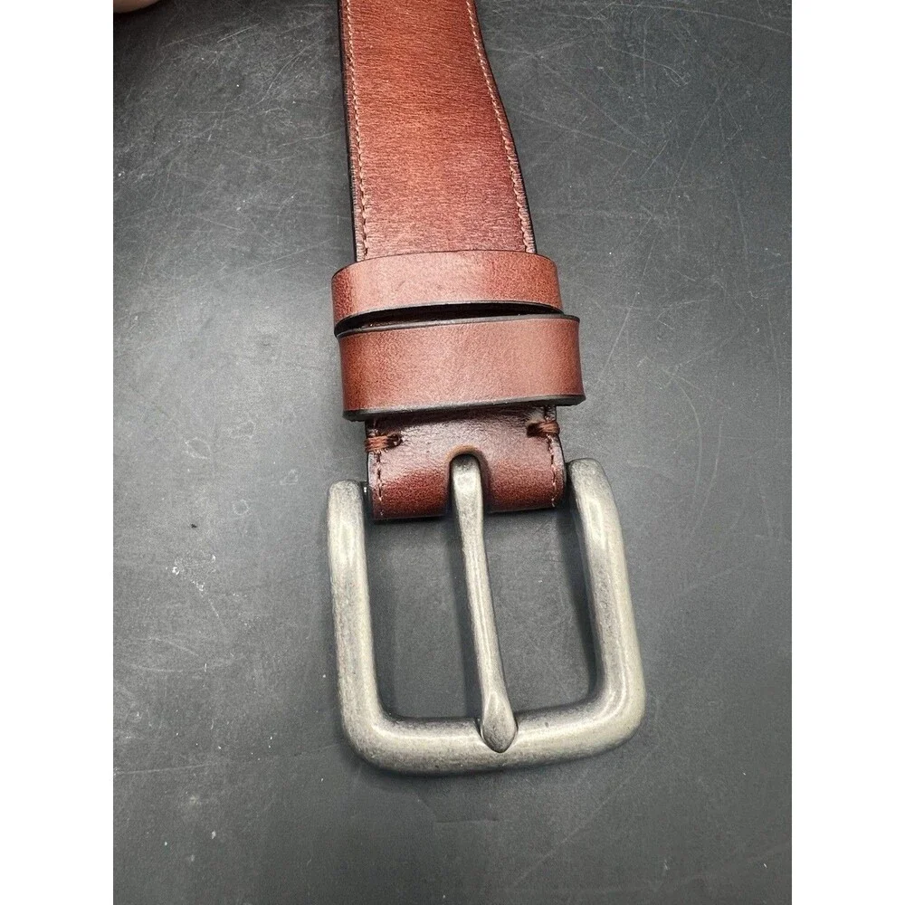 WOLFANT Mens Italian Full Grain Leather Belt Brown XL 55” New in Box